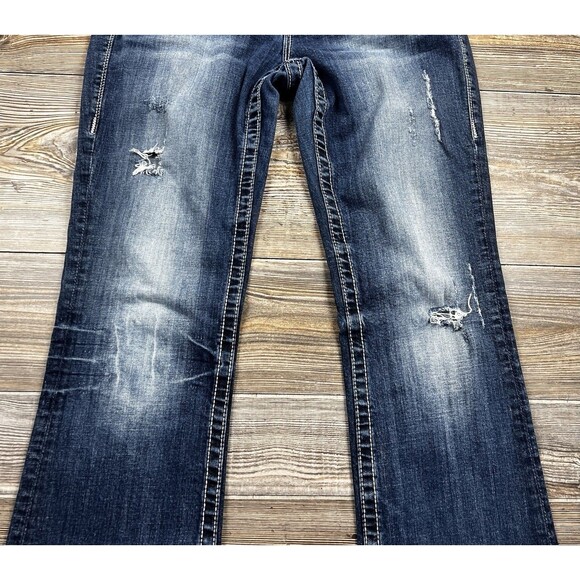 Vigoss The New York Boot Cut Jeans Size 9/10 Flap Back Pockets Distressed - Picture 2 of 16
